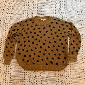 Madewell 100% Cotton Brown & Black Painted Spots Pullover Sweater Size Small